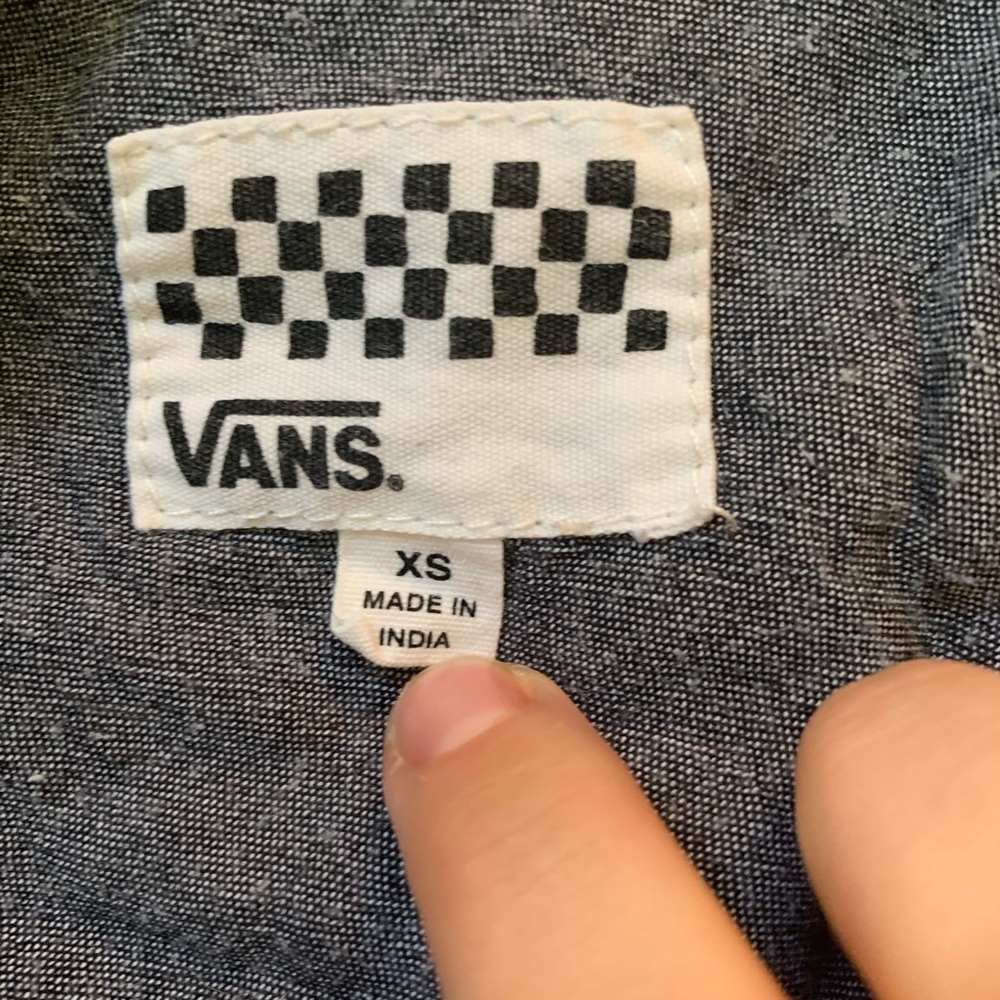 Vans plaid blue white button up long sleeve shirt - Picture 4 of 7